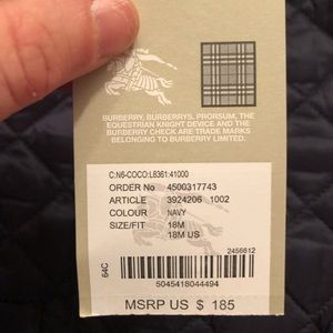 Brand new baby Burberry thin jacket